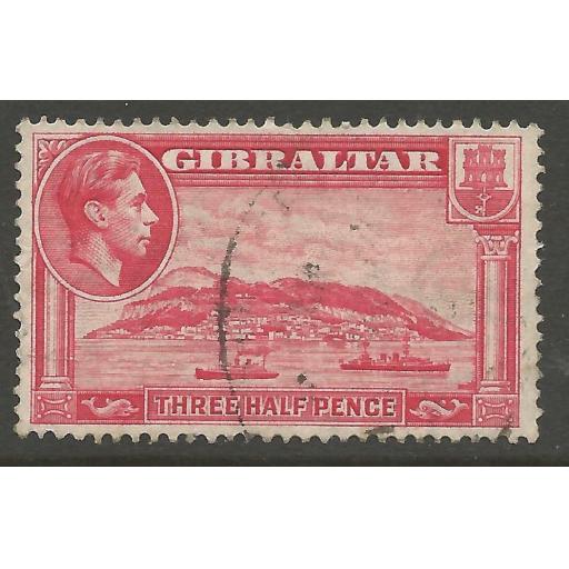 GIBRALTAR SG123a 1938 1½d CARMINE p13½ FINE USED