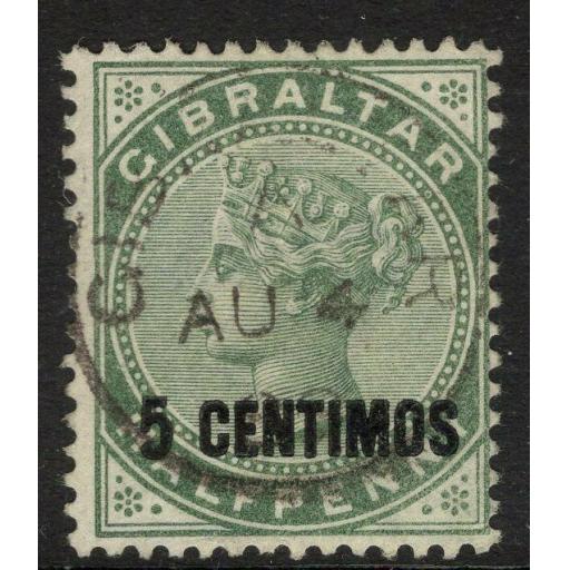 GIBRALTAR SG15 1889 5c on ½d GREEN USED