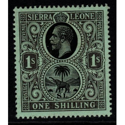 SIERRA LEONE SG124w 1912 1/= BLACK/GREEN WMK INVERTED MTD MINT