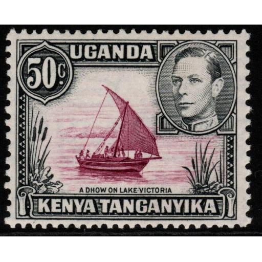 KENYA, UGANDA & TANGANYIKA SG144d 1949 50c REDDISH PURPLE & BLACK MTD MINT