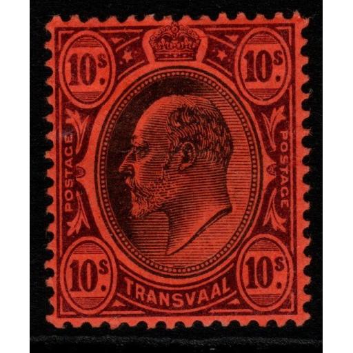 TRANSVAAL SG255 1902 10/= BLACK & PURPLE/RED MTD MINT