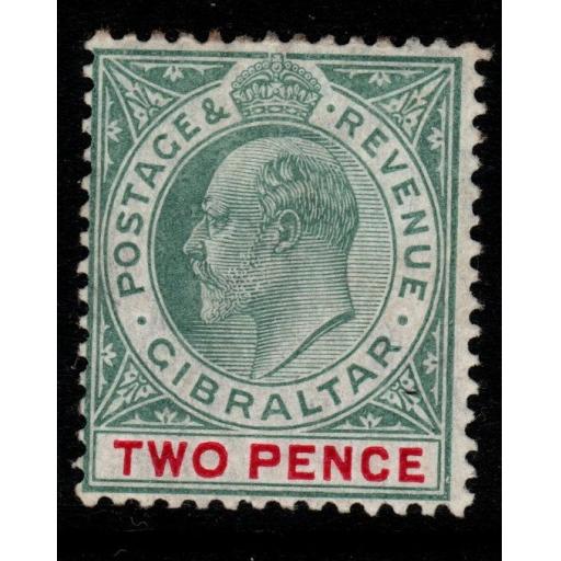 GIBRALTAR SG58 1905 2d GREY-GREEN & CARMINE MTD MINT