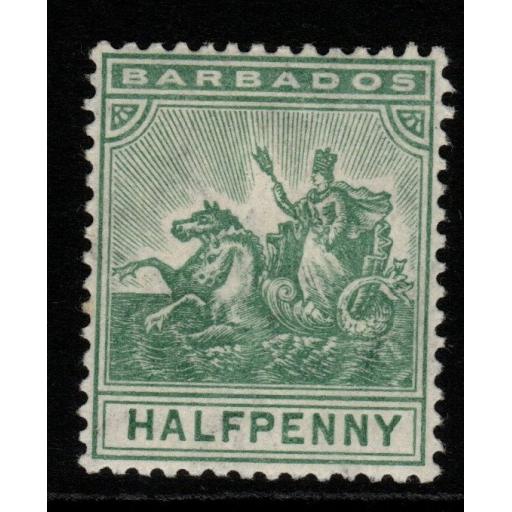 BARBADOS SG136 1905 ½d GREEN MTD MINT