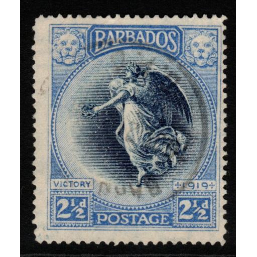 BARBADOS SG205 1920 2½d INDIGO & ULTRAMARINE FINE USED