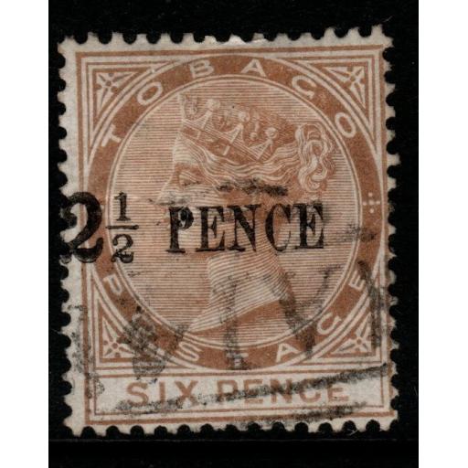 TOBAGO SG13 1883 2½d on 6d STONE FINE USED
