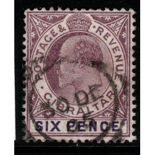 GIBRALTAR SG50 1903 6d DULL PURPLE & VIOLET USED