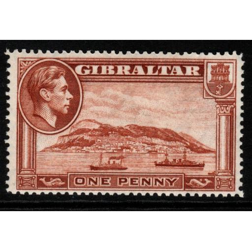 GIBRALTAR SG122 1938 1d YELLOW-BROWN p14 MNH