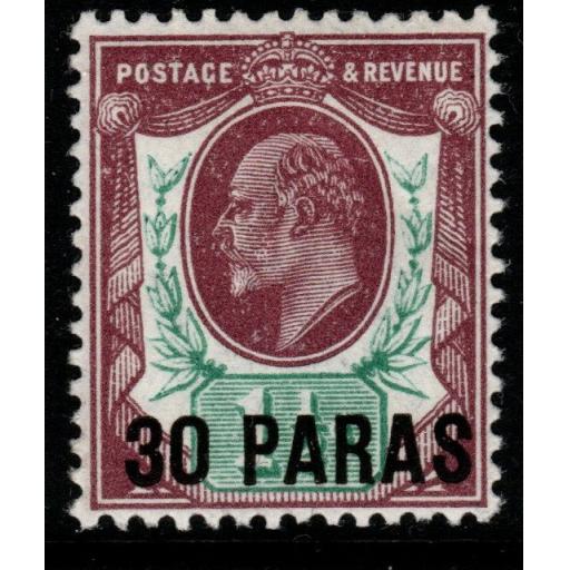BRITISH LEVANT SG16 1909 30pa on 1½d PALE DULL PURPLE & GREEN MNH