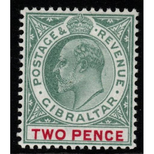 GIBRALTAR SG48 1903 2d GREY-GREEN & CARMINE MTD MINT