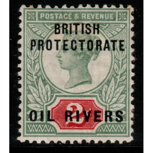 OIL RIVERS SG3 1892 2d GREY-GREEN & CARMINE MTD MINT