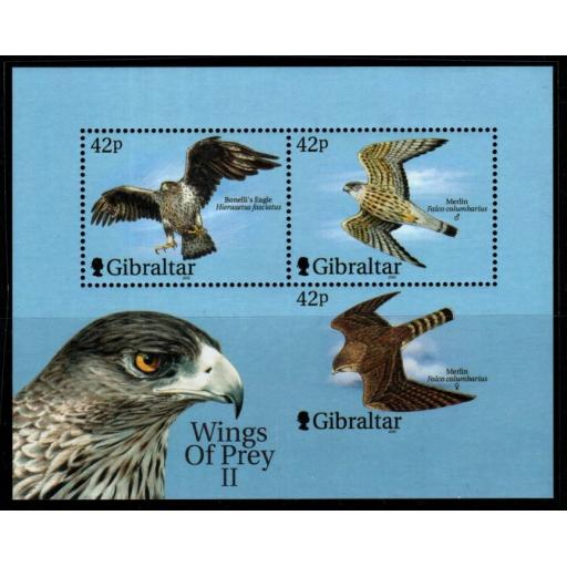 GIBRALTAR SGMS949ba 2000 BIRDS OF PREY LOWER STAMP IMPERF MNH