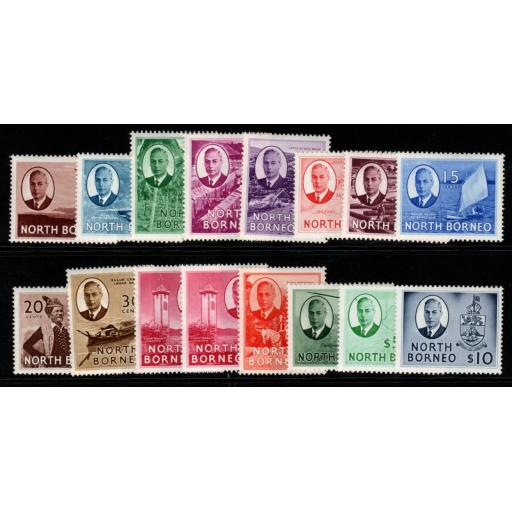 NORTH BORNEO SG356/70 1950-2 DEFINITIVE SET MTD MINT