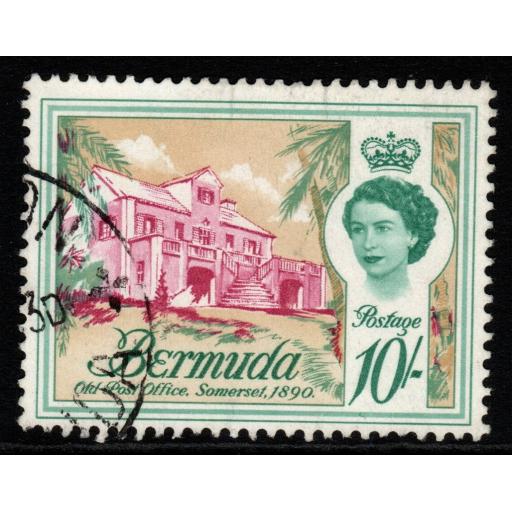 BERMUDA SG178w 1962 10/= DEFINITIVE WMK INVERTED FINE USED
