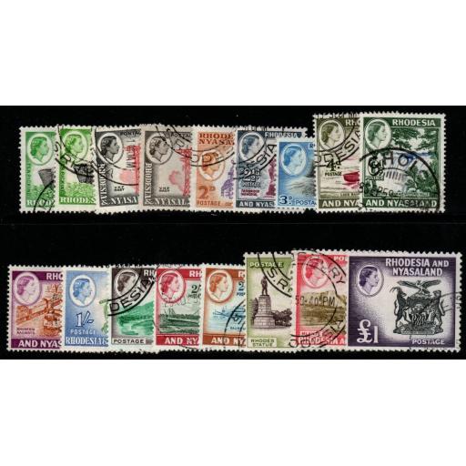 RHODESIA & NYASALAND SG18/31(inc 18a+19a) 1959-62 DEFINITIVE SET FINE USED