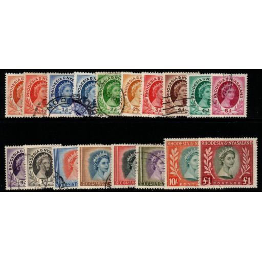 RHODESIA & NYASALAND SG1/15(inc 1a+2a) 1954-6 DEFINITIVE SET FINE USED