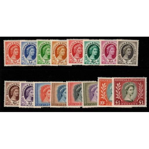 RHODESIA & NYASALAND SG1/15 1954 DEFINITIVES MTD MINT