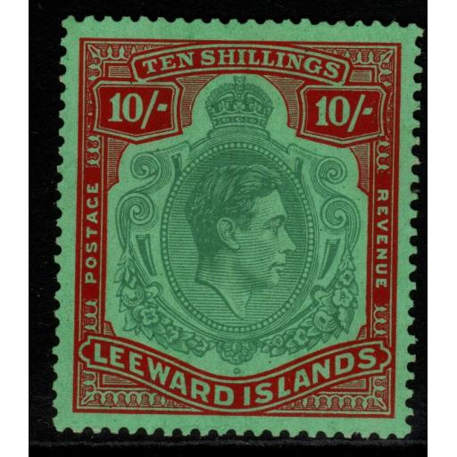 LEEWARD ISLANDS SG113 1938 10/= BLUISH-GREEN & DEEP RED/GREEN MTD MINT