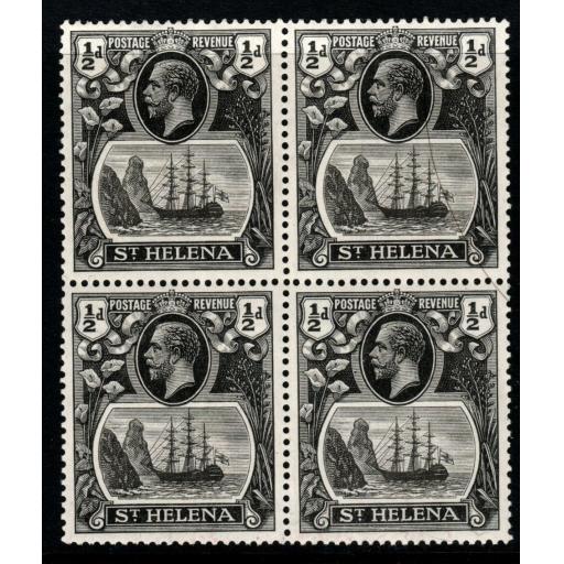 ST.HELENA SG97a 1923 ½d GREY & BLACK BROKEN MAINMAST IN BLK 4 MTD MINT