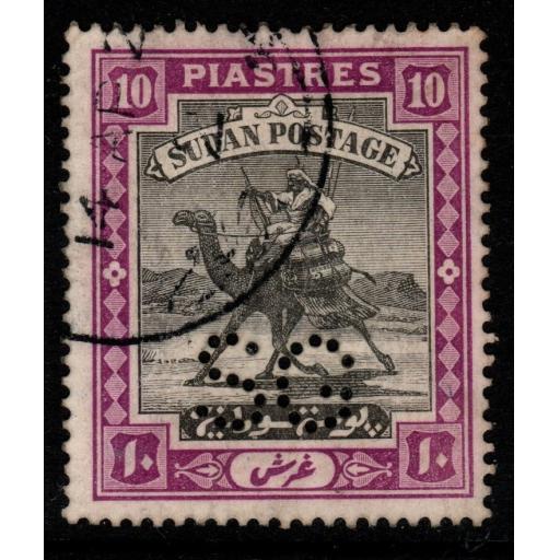 SUDAN SGO20 1914 10p BLACK & MAUVE ORD PAPER FINE USED