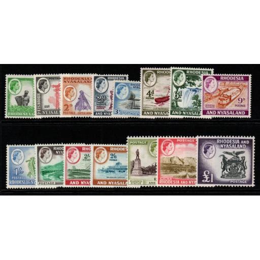 RHODESIA & NYASALAND SG18/31 1959-62 DEFINITIVE SET MNH