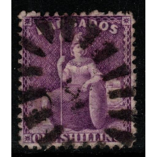 BARBADOS SG82 1876 1/= VIOLET USED