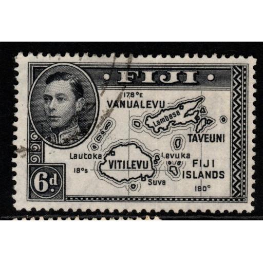 FIJI SG261a 1944 6d VIOLET-BLACK FINE USED