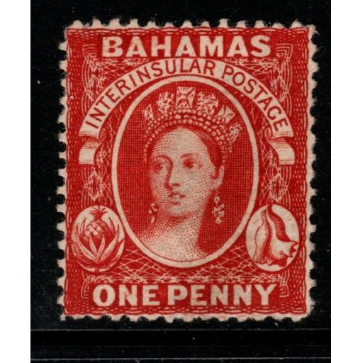 BAHAMAS SG33 1877 1d SCARLET-VERMILION p14 UNUSED