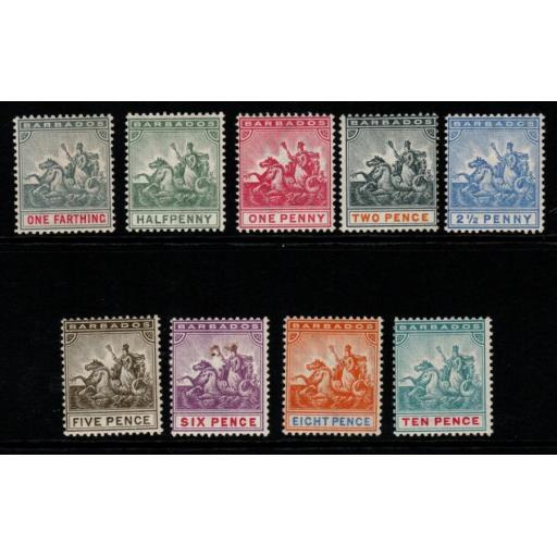 BARBADOS SG105/13 1892-903 DEFINITIVE SET TO 10d MTD MINT