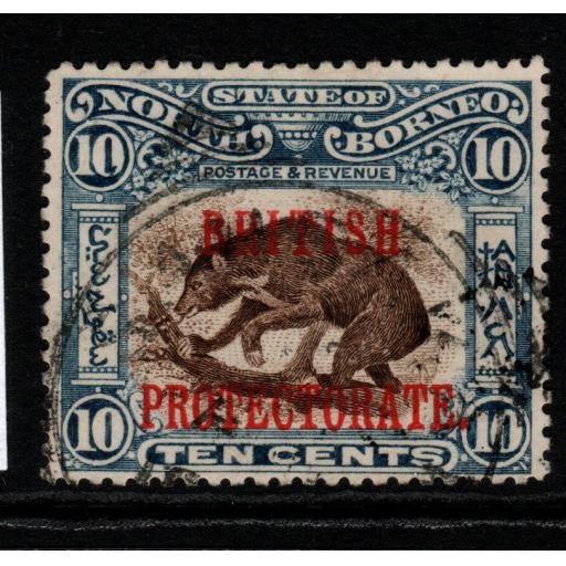 NORTH BORNEO SG134e 1902 10c BROWN & SLATE-BLUE p13½-14 FINE USED