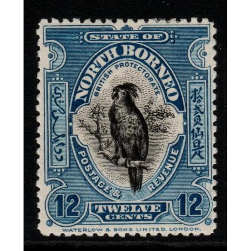 NORTH BORNEO SG173 1909 12c DEEP BLUE p13½-14 MTD MINT