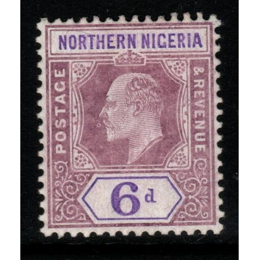 NORTHERN NIGERIA SG25b 1906 6d DULL PURPLE & VIOLET CHALKY PAPER MTD MINT