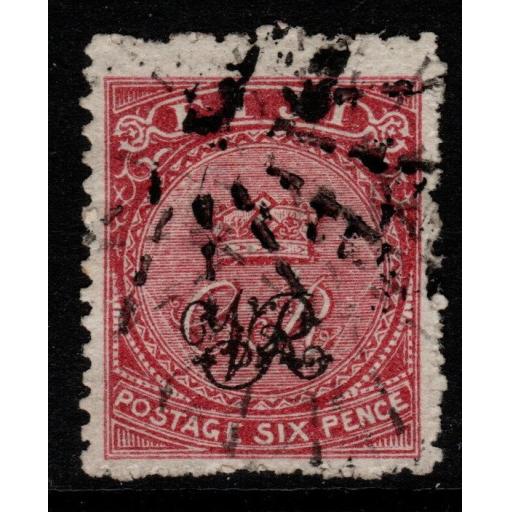 FIJI SG30b 1876 6d CARMINE-ROSE PERF FAULTS USED