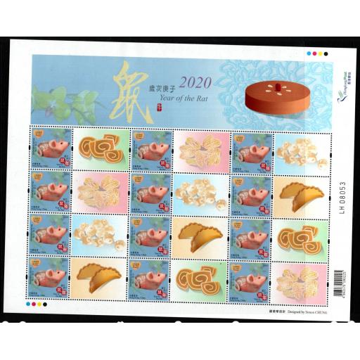 HONG KONG 2020 CHINESE NEW YEAR OF THE RAT AIRMAIL SHEETLET MNH