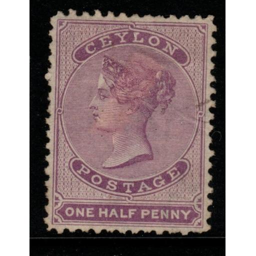 CEYLON SG48c 1864 ½d MAUVE HEAVY MTD MINT