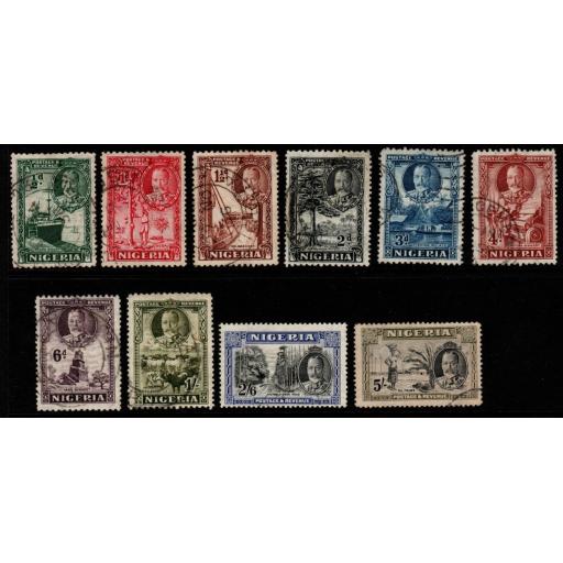 NIGERIA SG34/43 1936 DEFINITIVE SET TO 5/= FINE USED