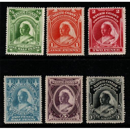 NIGER COAST SG51/6 1894 DEFINITVE SET MTD MINT