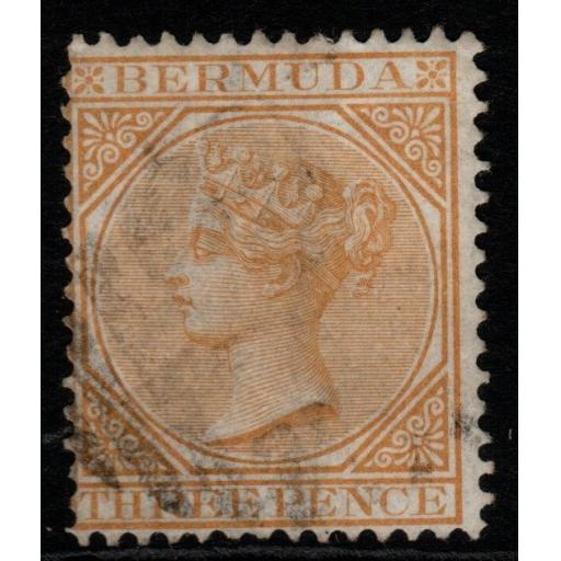 BERMUDA SG5a 1874 3d YELLOW-BUFF USED