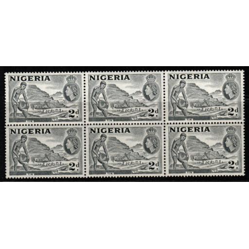 NIGERIA SG72f 1957 2d GREY TYPE B BLOCK OF 4 MNH