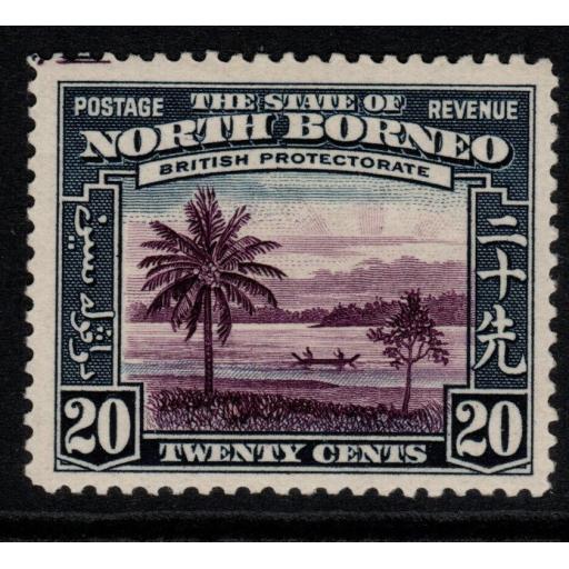 NORTH BORNEO SG312 1939 20c VIOLET & SLATE-BLUE MTD MINT