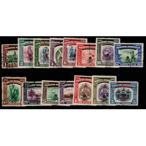 NORTH BORNEO SG335/49 1947 CROWN COLONY SET (1c HAS PIN HOLE) FINE USED