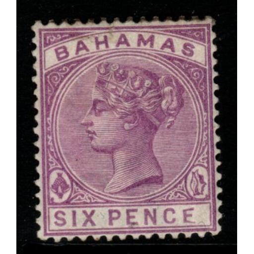 BAHAMAS SG54a 1890 6d MAUVE WITH MALFORMED "E" MTD MINT