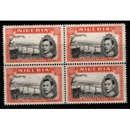 NIGERIA SG59b 1948 5/= BLACK & ORANGE p14 BLOCK OF 4 MTD MINT