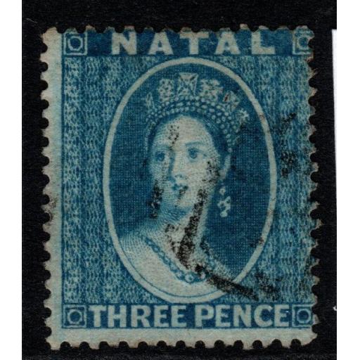NATAL SG10 1859 3d BLUE NO WMK p14 USED