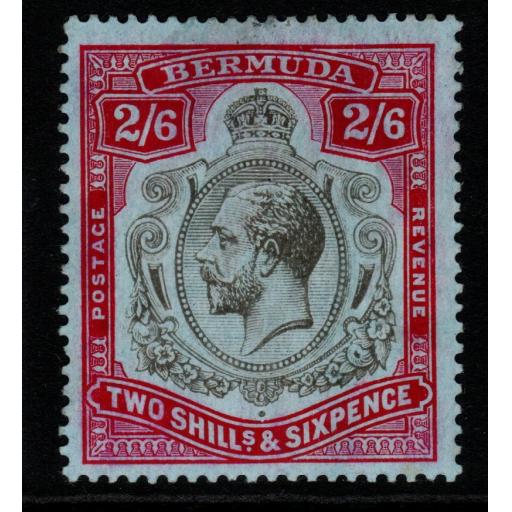 BERMUDA SG52 1918 2/6 BLACK & RED/BLUE MTD MINT