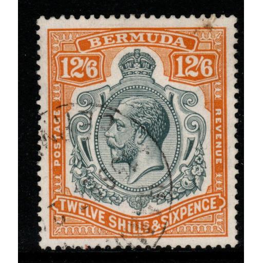 BERMUDA SG93 1932 12/6 GREY & ORANGE FINE USED