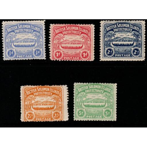 BRITISH SOLOMON IS. SG1/5 1907 DEFINITIVE SET TO 5d MTD MINT