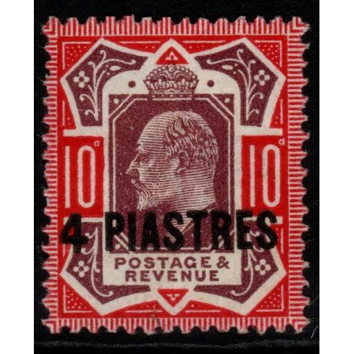 BRITISH LEVANT SG31 1912 4pi on 10d DULL PURPLE & SCARLET MTD MINT