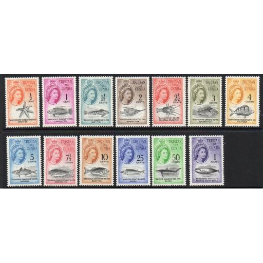 TRISTAN DA CUNHA SG42/54 1961 DECIMAL CURRENCY SET(7½c IS CREASED) MNH