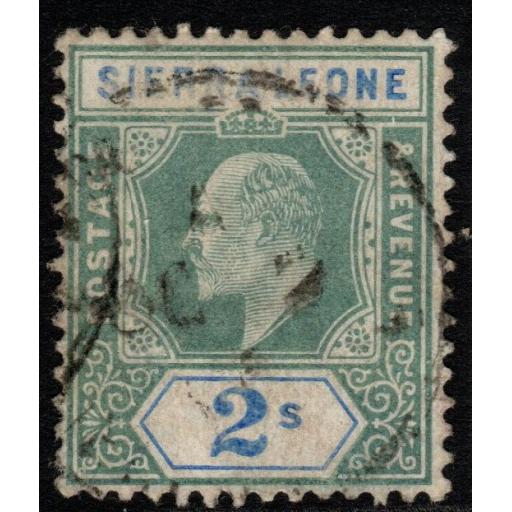 SIERRA LEONE SG96 1905 2/= GREEN & ULTRAMARINE FINE USED