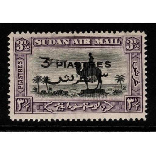 SUDAN SG75 1938 3p ON 3½p BLACK & VIOLET p14 MTD MINT